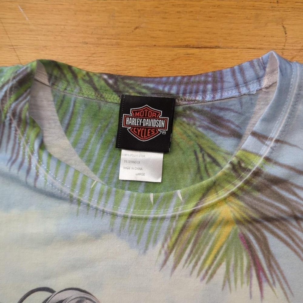 Harley Davidson Jamaica AOP Tropical Sublimation Tee Y2K Biker Large - Picture 6 of 8